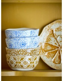 Kék-narancssárga kőedény tálka szett 4 db-os 200 ml Milton – Bloomingville