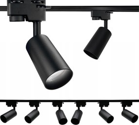 6 db-os spotlámpa szett fekete GU10 sín 2m