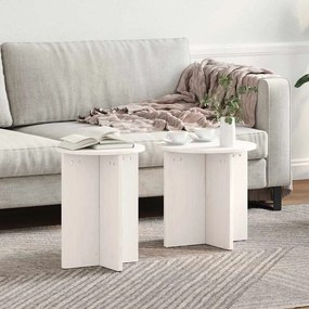 Dohányzóasztal 2 pcs Fehér 41.5 x 41.5 x 41 cm Tömör fenyőfa