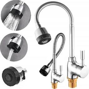 Konyhai Csaptelep Álló Króm Flex Hajlékony Kifolyócső 2 Üzemmód Zuhanysugár