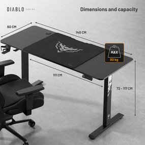 Diablo X-Tensio Állítható Magasságú Íróasztal 1400 Fekete