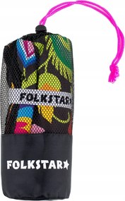 Gyorsan száradó törölköző fekete, łowiczi mintás, 80x160 cm, tengerpartra