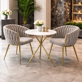 Étkezőszék, szürkésbarna Taupe Velvet szövet/gold króm arany, DEILA