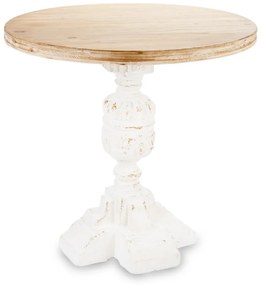 Provanszi fehér koptatott kerek asztal natúrfa asztallap 77x80x80cm