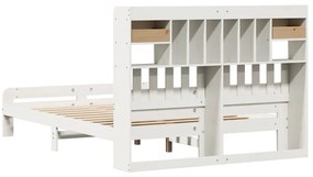 fehér tömör fenyőfa könyvespolcos ágy matrac nélkül 140x190 cm