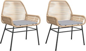 vidaXL 2 db barna polyrattan kerti szék párnákkal