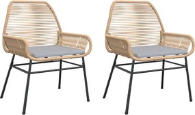 vidaXL 2 db barna polyrattan kerti szék párnákkal