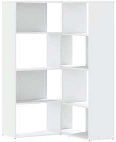 4 szintes fehér szerelt fa sarok könyvespolc 85 x 85 x 140 cm