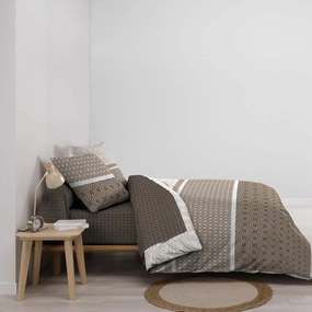 Barna kétszemélyes-hosszabbított pamut ágyneműhuzat lepedővel-hatrészes 240x220 cm Pacha – douceur d'intérieur