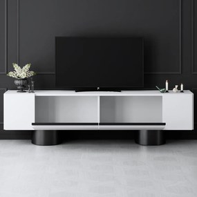 Bohem TV-állvány, fehér-fekete, 180 cm