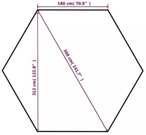 hatszögű kerti pavilon függönyökkel 360 x 265 cm
