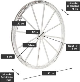Fa kerék stílusos rusztikus dekoráció 90 cm