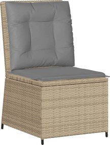 vidaXL bézs polyrattan dönthető kerti kanapé párnákkal