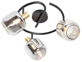 Mennyezeti spotlámpa fekete füstüveggel kerek 3-lámpás - Zuzanna