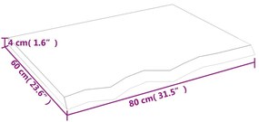 sötétbarna kezelt tömör tölgyfa fali polc 80x60x(2-4) cm