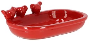 Kerámia madáritató és etető tál, 29 cm, piros