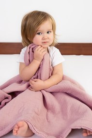 Muslin gyermek pléd, rózsaszín 75x100 cm