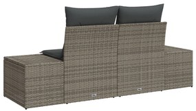 2-személyes Kert Kanapé Párnákkal Szürke Poli Rattan