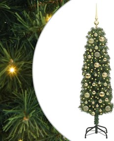 vidaXL Mű karácsonyfa 150 LED-del Zöld 150 cm PVC, acél és műanyag
