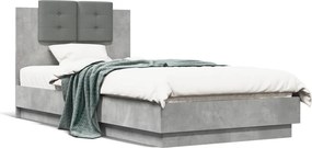 vidaXL betonszürke szövet ágykeret fejtámlával 75 x 190 cm