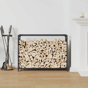 antracitszürke hidegen hengerelt acél tűzifatároló 90x28x65 cm