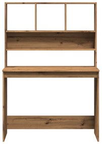 kézműves tölgy szerelt fa íróasztal polcokkal 102 x 45 x 148 cm