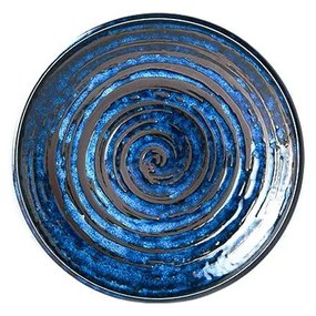 Copper Swirl kék kerámia tányér, ø 20 cm - MIJ