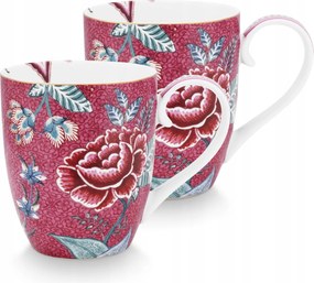 Flower Festival Dark Pink bögre szett PiP Studio 450 ml, 2 db