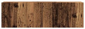 antik fa színű szerelt fa fali TV-szekrény 100 x 30 x 30 cm