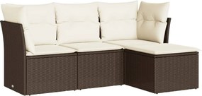 vidaXL 4 részes barna polyrattan kerti ülőgarnitúra párnákkal
