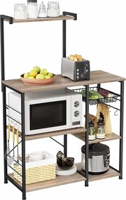 Konyhai polc fém kosárral állvány könyvespolc Fehér