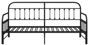 Napágy Keret Dívánnal Fekete 90x190 cm Acél