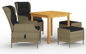 vidaXL 5 részes barna kerti étkezőgarnitúra