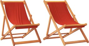 vidaXL 2 db összecsukható piros szövet strandszék