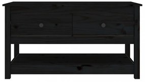 fekete tömör fenyőfa dohányzóasztal 102 x 49 x 55 cm