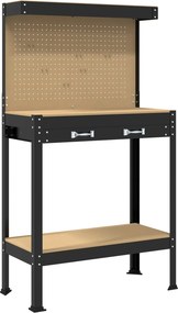 vidaXL Munkapad fiókkal Fekete 81 x 41 x 145 cm Mérnöki fa és fém