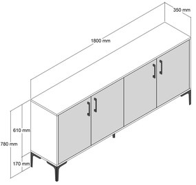 Szekrény Kim 180 (dió + krém). 1072674