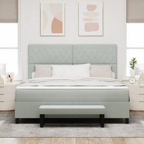 Box Spring Ágy Matraccal és Paddal Világosszürke 180x200 cm Bársony