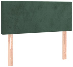 sötétzöld bársony rugós és LED-es ágy matraccal 90x200 cm