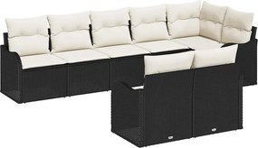 vidaXL Kerti Kanapé Szett 8 pcs Fekete polirattan