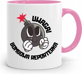 Rózsaszín Bögre Ajándék Riporter Újságírónak, fényképes nyomtatással