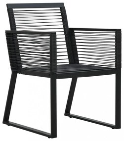 3 részes fekete PVC rattan kültéri étkezőgarnitúra