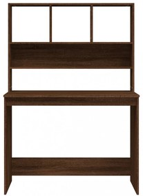 barna tölgy szerelt fa íróasztal polcokkal 102 x 45 x 148 cm