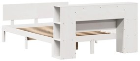 fehér tömör fenyőfa könyvespolcos ágy matrac nélkül 150x200 cm