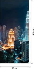 Fotótapéta ajtóra - Éjszaka Kuala Lumpurban (95x205cm)