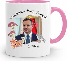 Andrzej Duda Pis Rózsaszín Elnöki Bögre fényképes nyomattal