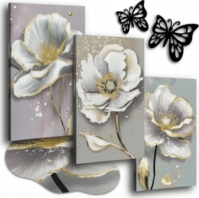 Vászonkép Fehér Arany Rózsák 120x50 cm Konyhai Képek Modern Virágok