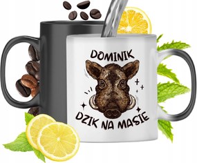 Mágikus bögre Dominika számára fekete matt nyomott mintával 330ml