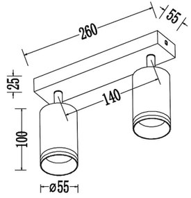 PIPE spotlámpa 2xGU10/10W/230V fehér