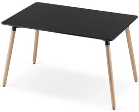 Étkező szett 1 + 4, fekete ADRIA asztal 120x80 cm + bézs BALI MARK szék fekete lábakkal